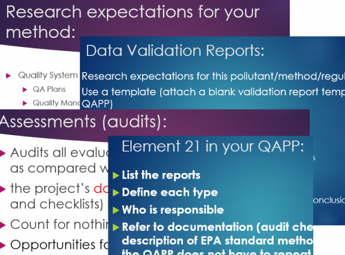 Quality Assurance Project Plans (207): Assessing & Reporting